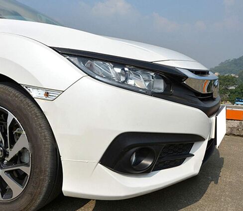 iJDMTOY Gloss Black Real Carbon Fiber Front Road Illuminating Light Eyebrow Covers Compatible with 2016-21 Honda Civic Sedan/Hatchback/Coupe in Kuwait