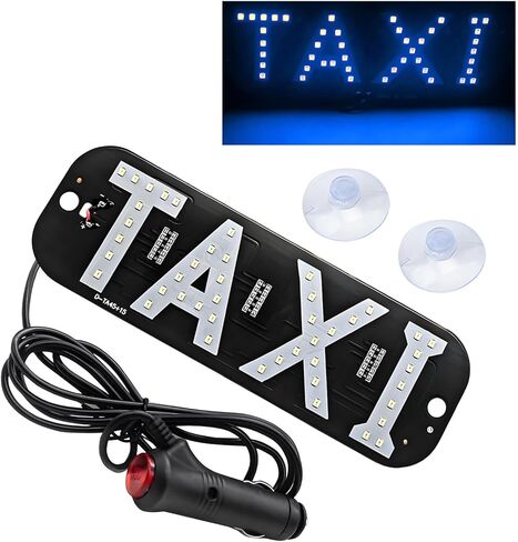 Taxi LED Sign Decor, 5V Bright Taxi LED Signal Light USB Charging Lamp with Suction Cups, Taxi Sign Indicator Light Flashing Hook on Car Window Windshield for Driver (Yellow) in Saudi Arabia