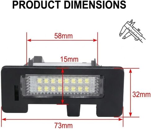 LED License Plate Light for BMW 1 3 5 X Series E90 E91 E92 E39 E60 E61 E70 X5 X3 X1 M3, 6000K-6500K Xenon White Error Free Tag Lamp Assembly, IP67 Waterproof Rear Number Plate Bulbs, 2-Pack in Saudi Arabia