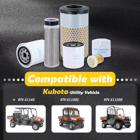 طقم فلتر خدمة الصيانة مناسب لسيارة Kubota RTV-X1140 RTV-X1100C RTV-X1120D، استبدال فلتر هيدروليكي للهواء الزيتي # HH150-32094 6A320-59930 HHK70-14070 HHK32-16770 1G319-11210 in Kuwait
