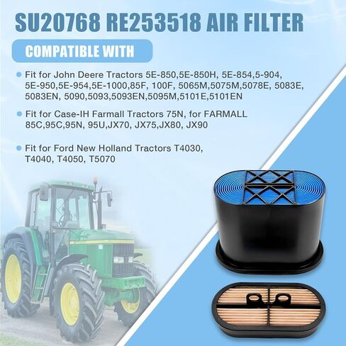 SU20768 RE253518 Air Filter Fit for John Deere 5065M 5075M 5095M Fit for Ford New Holland T4030 T4040 T4050 T5070 Replace 87356351 49275 LAF5934 P608533 FG6340591 in Saudi Arabia