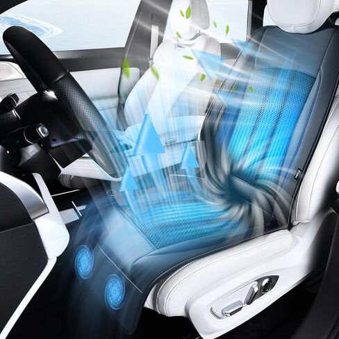 Upgraded Cooling Car Seat Cover Front Seat with Blowing&Suction, 12V-24V Ventilated Car Seat Cushion with 2 Turbo Fans, 3-Speed Adjustable Universal Fit Breathable Car Cushion for Summer Driving-Gray in Saudi Arabia