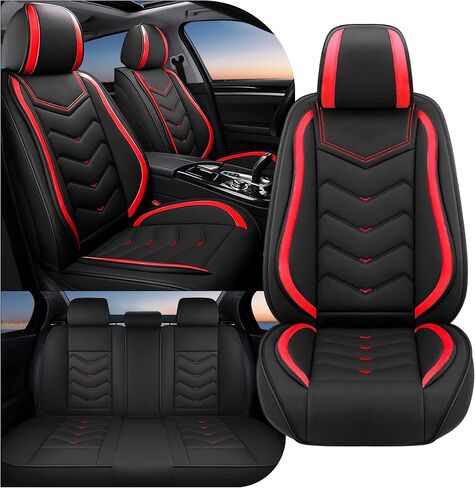 Car Seat Covers Fit for Mercury Mountaineer 2000-2026, Stylish Sport Seat Covers, Waterproof Wear-Resistant Premium Nappa Leather Car Seat Cover.(2 Pcs Front with Pillow/Pure Black) in Kuwait