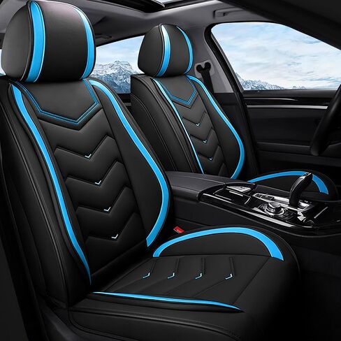 Car Seat Covers Fit for Mercury Mountaineer 2000-2026, Stylish Sport Seat Covers, Waterproof Wear-Resistant Premium Nappa Leather Car Seat Cover.(2 Pcs Front with Pillow/Pure Black) in Kuwait