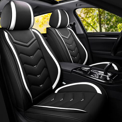 Car Seat Covers Fit for Mercury Mountaineer 2000-2026, Stylish Sport Seat Covers, Waterproof Wear-Resistant Premium Nappa Leather Car Seat Cover.(2 Pcs Front with Pillow/Pure Black) in Kuwait