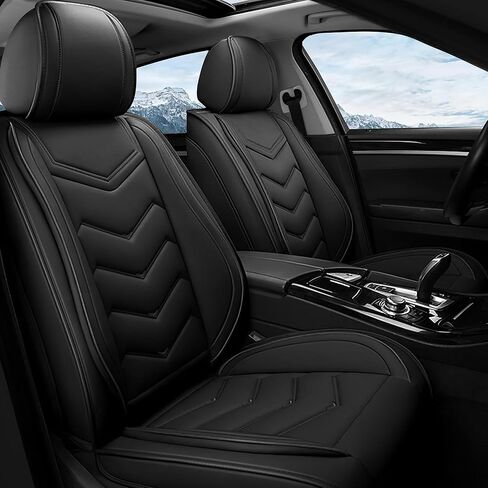 Car Seat Covers Fit for Mercury Mountaineer 2000-2026, Stylish Sport Seat Covers, Waterproof Wear-Resistant Premium Nappa Leather Car Seat Cover.(2 Pcs Front with Pillow/Pure Black) in Kuwait