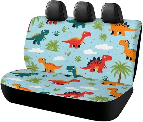 Car Seat Protector SUV Bench Seat Cover Fashion Decor, Dirt Proof Dog Car Back Seat Cover for Trucks SUV Cute Funny Cartoon Dinosaurs Sky Blue in Saudi Arabia