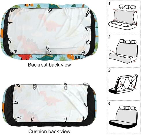 Car Seat Protector SUV Bench Seat Cover Fashion Decor, Dirt Proof Dog Car Back Seat Cover for Trucks SUV Cute Funny Cartoon Dinosaurs Sky Blue in Saudi Arabia