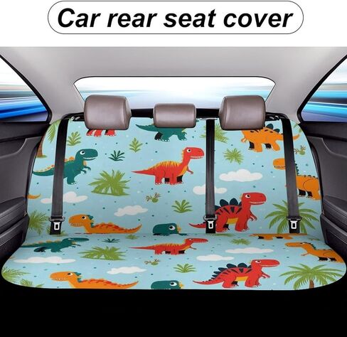 Car Seat Protector SUV Bench Seat Cover Fashion Decor, Dirt Proof Dog Car Back Seat Cover for Trucks SUV Cute Funny Cartoon Dinosaurs Sky Blue in Saudi Arabia