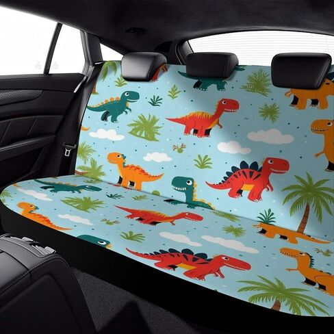 Car Seat Protector SUV Bench Seat Cover Fashion Decor, Dirt Proof Dog Car Back Seat Cover for Trucks SUV Cute Funny Cartoon Dinosaurs Sky Blue in Saudi Arabia