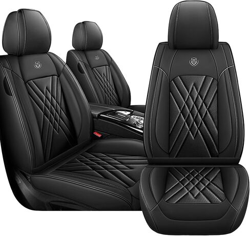 Car Seat Covers for BMW X1 2013-2026, 2 Piece Set Nappa Leather Non-Slip Seat Protectors, Breathable Seat Cover Set. (Standard 2 Seats, Black White) in Saudi Arabia