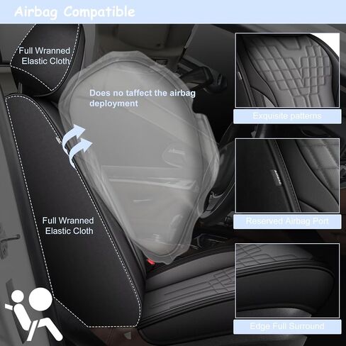 TTX LIGHTING Full Car Seat Covers Fit for Honda CR-V 2015-2026 2 Rows 5 Set Leather Waterproof Seat Protectors Automotive Seat Cushion with Airbag Compatible (5 Seats,Black&Grey) in Saudi Arabia