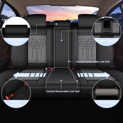 TTX LIGHTING Full Car Seat Covers Fit for Honda CR-V 2015-2026 2 Rows 5 Set Leather Waterproof Seat Protectors Automotive Seat Cushion with Airbag Compatible (5 Seats,Black&Grey) in Saudi Arabia