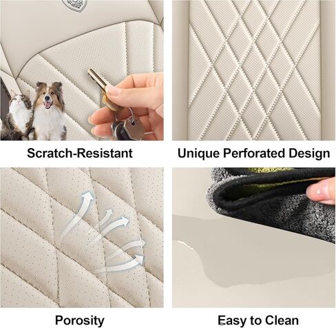Seat Covers Fit for Chevy Malibu 2009-2024 Nappa Faux Leather Car Seat Covers, Breathable and Comfortable seat Cover, Car Seat Protector Interior Accessories(Beige,5 Seats) in Saudi Arabia