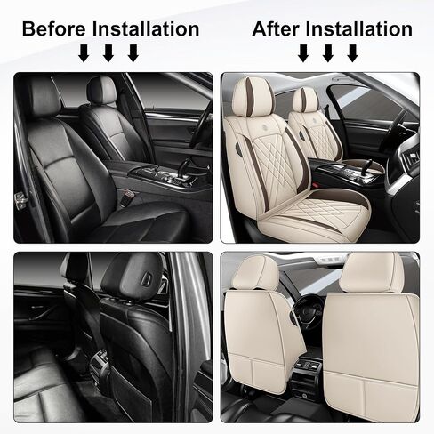 Seat Covers Fit for Chevy Malibu 2009-2024 Nappa Faux Leather Car Seat Covers, Breathable and Comfortable seat Cover, Car Seat Protector Interior Accessories(Beige,5 Seats) in Saudi Arabia