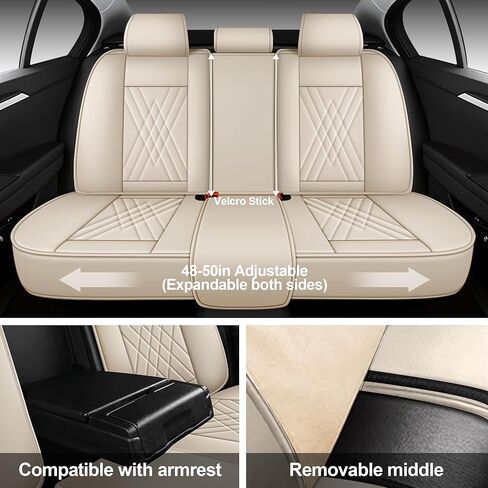 Seat Covers Fit for Chevy Malibu 2009-2024 Nappa Faux Leather Car Seat Covers, Breathable and Comfortable seat Cover, Car Seat Protector Interior Accessories(Beige,5 Seats) in Saudi Arabia