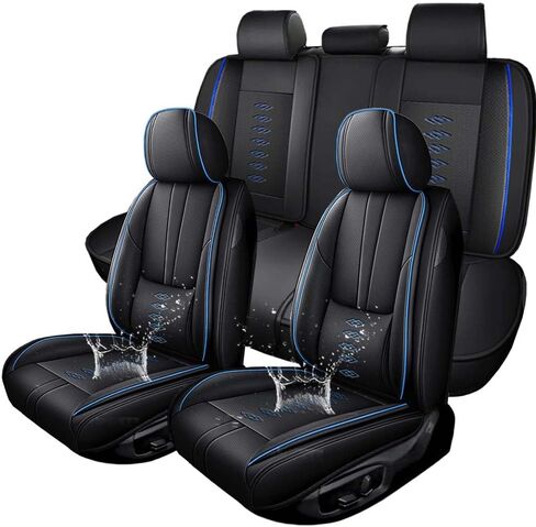 Full Set Leather Seat Covers for Honda CRV 2007-2024 2025,Breathable and Waterproof Faux Leather Automotive Seat Cover,Full Wrapping Edge Car Seat Cushion Covers(Black Gray,with Pillows) in Saudi Arabia