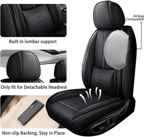 غطاء المقعد الأمامي لسيارة Lexus RX 350h/RX 350L/RX 400h/RX 450h/RX 450hL/RX 500h/RZ 300e/RZ 450e، أغطية مقاعد السيارة الجلدية، واقيات مقاعد السيارات المقاومة للماء (أسود، قياسي) in Kuwait