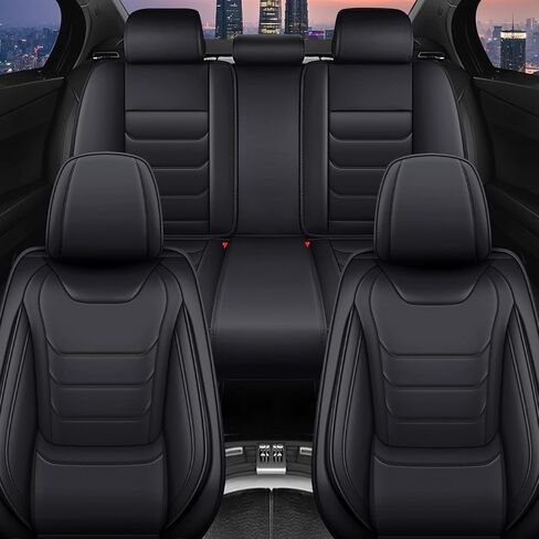 أغطية مقاعد السيارة لسيارة فولفو XC60 2010-2026، أغطية مقاعد السيارات الفاخرة من جلد نابا، وسادة مقعد مضادة للانزلاق وجيدة التهوية مع دعم قطني من الإسفنج الذكي، 5 مقاعد، أسود in Kuwait