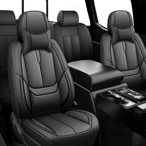 ILMO Nappa Leather Car Seat Covers Fit for Nissan Frontier 2000-2026– Waterproof & Scratch-Resistant Seat Cover - Full Coverage Chair Covers (Classic Black, Full Set) in Saudi Arabia