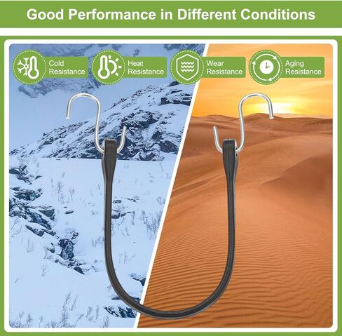 uxcell 4Pcs 9" Bungee Cords with Hooks, Heavy Duty Rubber Bungee Straps with Metal Crimped S Hooks for Securing Tarps Cargo Trucks Canvases, Camping Gear, Black in Kuwait