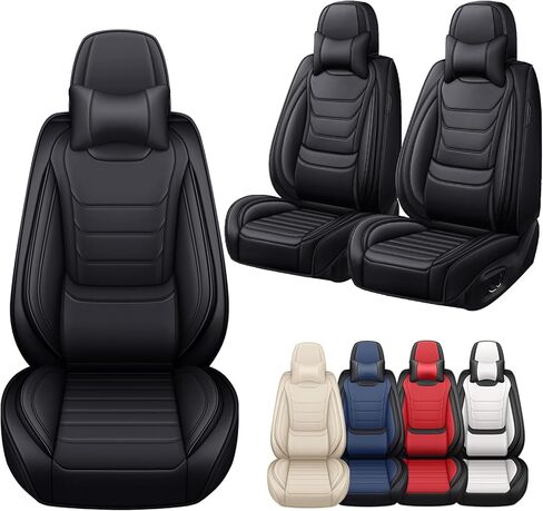 أغطية مقاعد السيارة لسيارة فولفو XC60 2010-2026، أغطية مقاعد السيارات الفاخرة من جلد نابا، وسادة مقعد مضادة للانزلاق وجيدة التهوية مع دعم قطني من الإسفنج الذكي، 5 مقاعد، أسود in Kuwait
