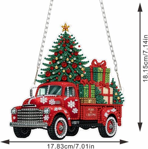 STGLCR Truck Diamond Art Hanging Kit for Adult,Special Shaped Rhinestone,Double Sided 5D DIY Acrylic Christmas Tree Diamond Art Painting Window Pendants Home Garden Wall Hanging Kits Hanging Ornament in Saudi Arabia