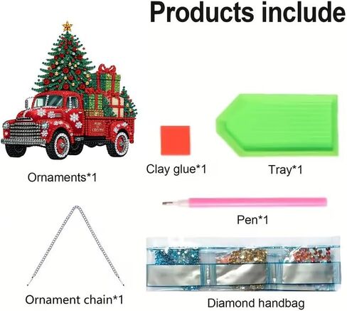 STGLCR Truck Diamond Art Hanging Kit for Adult,Special Shaped Rhinestone,Double Sided 5D DIY Acrylic Christmas Tree Diamond Art Painting Window Pendants Home Garden Wall Hanging Kits Hanging Ornament in Saudi Arabia