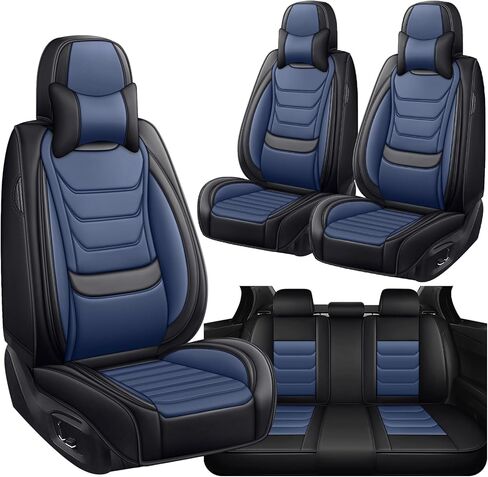 أغطية مقاعد السيارة لسيارة فولفو XC60 2010-2026، أغطية مقاعد السيارات الفاخرة من جلد نابا، وسادة مقعد مضادة للانزلاق وجيدة التهوية مع دعم قطني من الإسفنج الذكي، 5 مقاعد، أسود in Kuwait