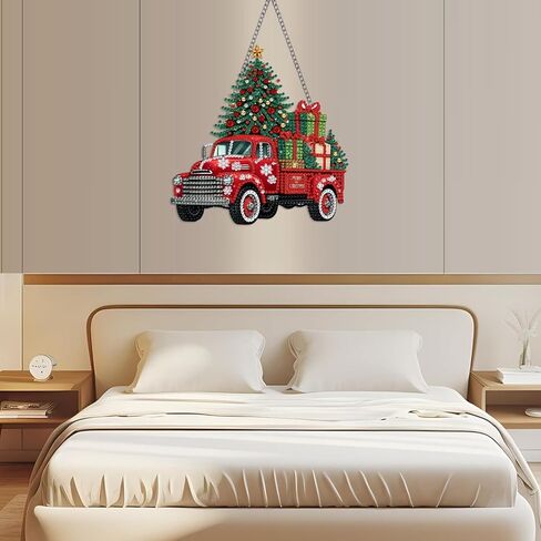 STGLCR Truck Diamond Art Hanging Kit for Adult,Special Shaped Rhinestone,Double Sided 5D DIY Acrylic Christmas Tree Diamond Art Painting Window Pendants Home Garden Wall Hanging Kits Hanging Ornament in Saudi Arabia