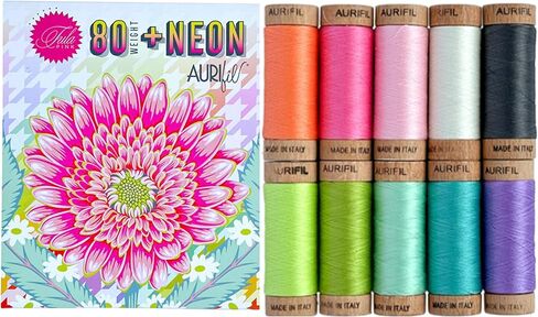 80wt + Neon Aurifil Thread 80 wt Cotton 10 Small spools by Tula Pink TP80UD10 in Kuwait
