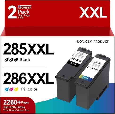 High Yield 285XXL 286XXL Ink Cartridge Compatible for Canon PG-285 CL-286 PG-285XL CL-286XL Large Capacity Compatible for Canon Pixma TS7720 Ink cartridge fit for Pixma TS7722 TR7820 Printer (2 Pack) in Saudi Arabia