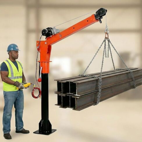 Electric Truck Crane W/3500LBS Winch, 5000LBS Capacity Folding Truck-Mounted Bed Crane, Adjustable Loads & Heights Alloy Steel Jib Crane Hoist, 13" Base, 360° Swivel for Lifting Goods in Construction in Kuwait