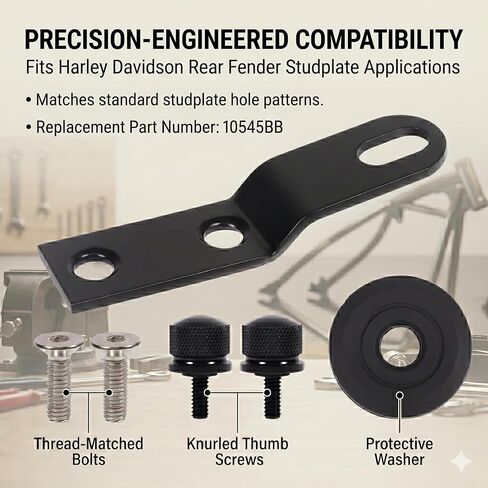 Seat Bracket for Harley Davidson Rear Fender Studplate Replaces 10545BB with Washers and Screws in Saudi Arabia