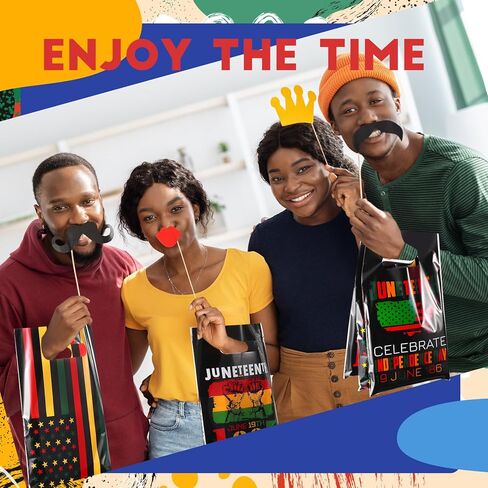 Chivertion 100 Pieces Juneteenth Plastic Gift Bags Bulk 1865 June 19th Merchandise Treat Bags Juneteenth Black Party Favors Candy Bags for African Afro Party Supplies in Kuwait