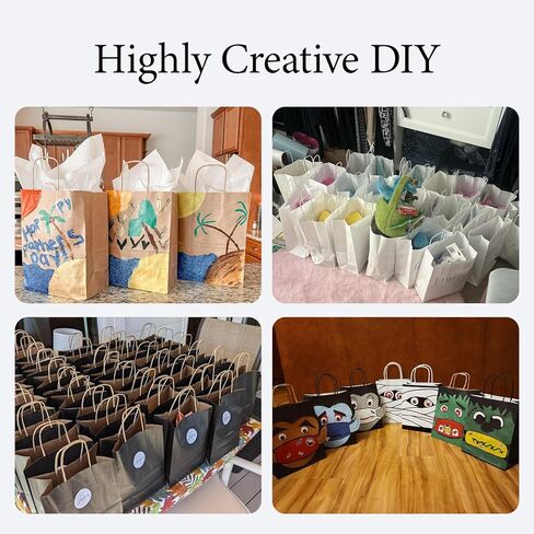 25 pcs Brown Paper Gift Bags with Handles 8x4.5x10 Brown Kraft Paper Bags, Party Favor Bags Sacks, Recyclable Medium Gift Bags with Handles Bulk in Kuwait