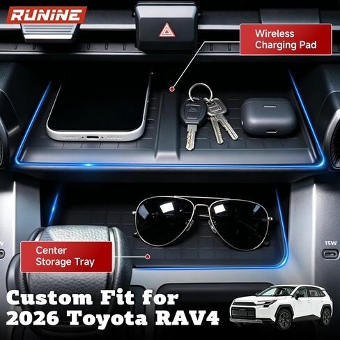 3PCS Center Console Silicone Mats for 2026 Toyota RAV4, Wireless Charging Protective Mat, Center Console Storage Mat, and Passenger Storage Mat, 2026 RAV4 Interior Accessories Anti-Slip Cover Pads in Saudi Arabia