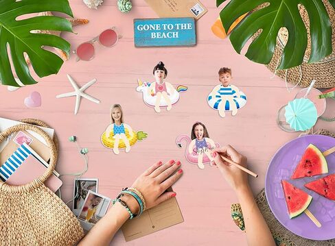 On-Airstore 45 Pcs Swim Ring Cutouts with Head Space Bulletin Board Decoration Set Hawaiian Summer Cut-Outs with 60 Pcs Glue Points Colorful Cardboard Cut Outs for Classroom Beach Pool Party Decor in Kuwait