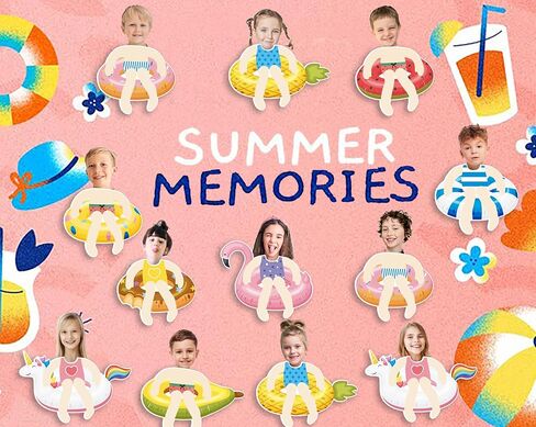 On-Airstore 45 Pcs Swim Ring Cutouts with Head Space Bulletin Board Decoration Set Hawaiian Summer Cut-Outs with 60 Pcs Glue Points Colorful Cardboard Cut Outs for Classroom Beach Pool Party Decor in Kuwait