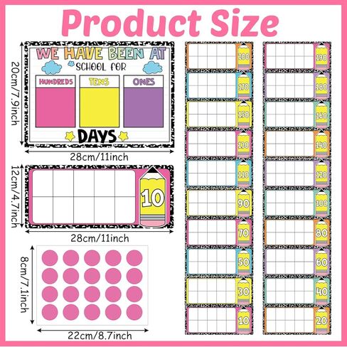 AmazingSpark 41 Pcs Composition Number of The Day Posters Days in School Countdown Poster, First Day of School Place Value Chart for Classroom Hundreds Tens Ones Counting Pocket Chart in Kuwait