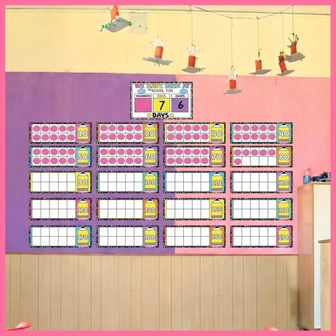 AmazingSpark 41 Pcs Composition Number of The Day Posters Days in School Countdown Poster, First Day of School Place Value Chart for Classroom Hundreds Tens Ones Counting Pocket Chart in Kuwait