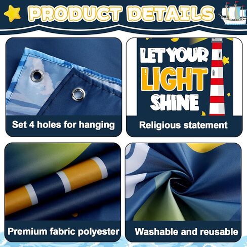 Christian Religious Door Cover VBS Let Your Light Shine Classroom Decoration Lighthouse Sunday School Bible Verse Hanging Backdrop for Church Back to School Home Office Wall Indoor Outdoor Decor in Kuwait