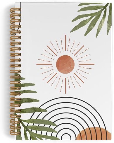Boho Sunshine Spiral Notebook, Mid Century Modern Journal Notebook, Abstract Minimalist Tropical Botanical Notebooks for School Work, Boho Office Supplies Gifts for Women Men, 5.5x8.3 Inch in Kuwait