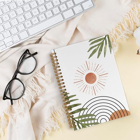 Boho Sunshine Spiral Notebook, Mid Century Modern Journal Notebook, Abstract Minimalist Tropical Botanical Notebooks for School Work, Boho Office Supplies Gifts for Women Men, 5.5x8.3 Inch in Kuwait