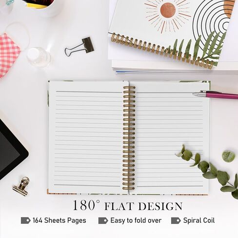 Boho Sunshine Spiral Notebook, Mid Century Modern Journal Notebook, Abstract Minimalist Tropical Botanical Notebooks for School Work, Boho Office Supplies Gifts for Women Men, 5.5x8.3 Inch in Kuwait