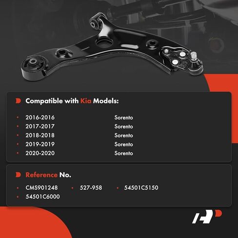 A-Premium Front Right Lower Control Arm, with Ball Joint & Bushing, Compatible with Kia Sorento 2016 2017 2018 2019 2020 in Kuwait