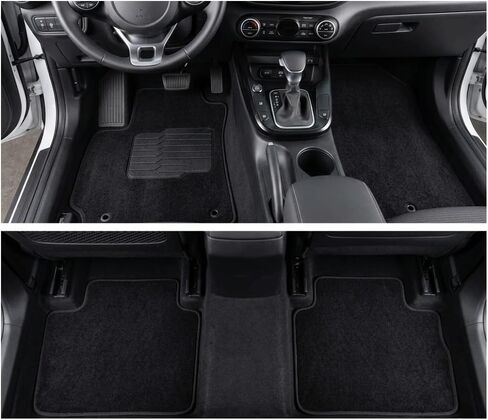ecoMats Carpet Floor Mats Custom Fit for 2020 to 2025 Kia Soul, with Non-Slip Driver Heel Pad and Safety Locks, Front and Rear Set, Black in Kuwait