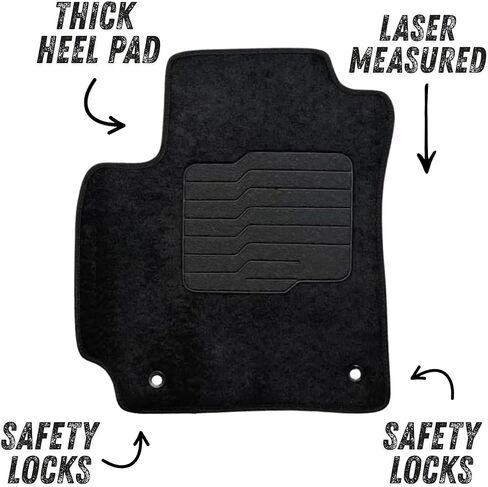 ecoMats Carpet Floor Mats Custom Fit for 2020 to 2025 Kia Soul, with Non-Slip Driver Heel Pad and Safety Locks, Front and Rear Set, Black in Kuwait