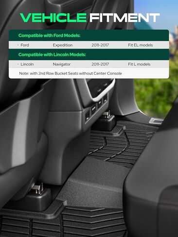 YHTAUTO Floor Mats & Cargo Mat Compatible with Ford Expedition EL & Lincoln Navigator L 2011-2017 (with 2nd Row Bucket Seats Without Center Console), TPE Floor Liners All-Weather Protection Custom Fit in Kuwait