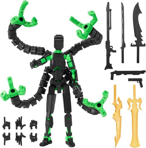 T13 Figure Set & Titan 13 Toys（3d Printed Action Figures Assembly Completed）（Multi-Jointed Movable）（Octopus Man Designs Includes Various Accessories）Dummy T 13 Figures Desk Decoration (Silvery) in Saudi Arabia